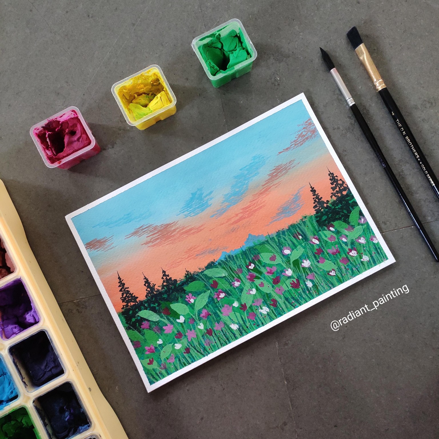Gouache Meadow Painting - image 9 - student project