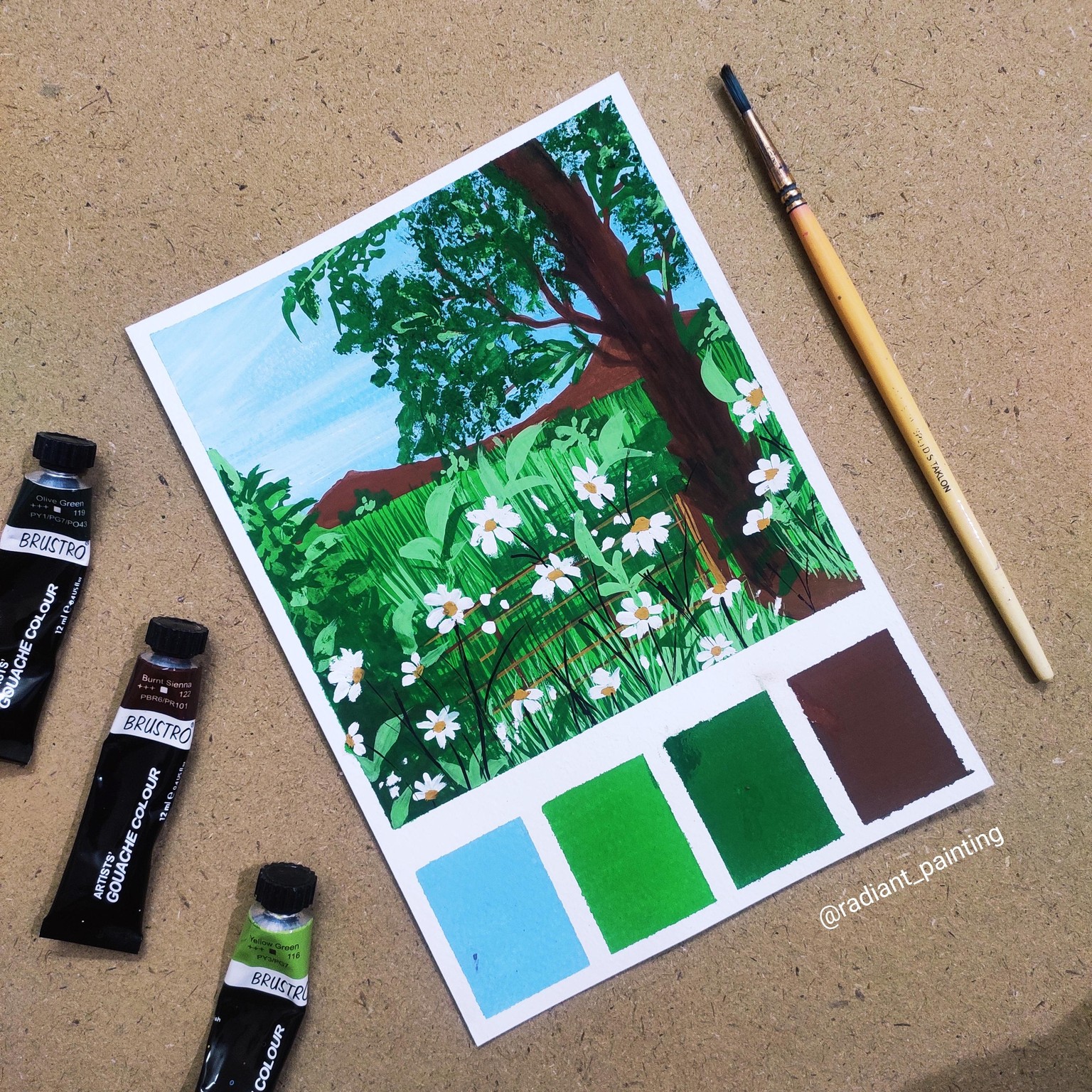 Gouache Daisy Field - image 2 - student project
