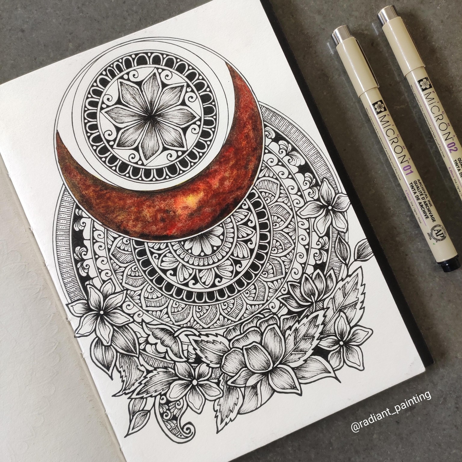 Galaxy Moon Floral Mandala - image 1 - student project