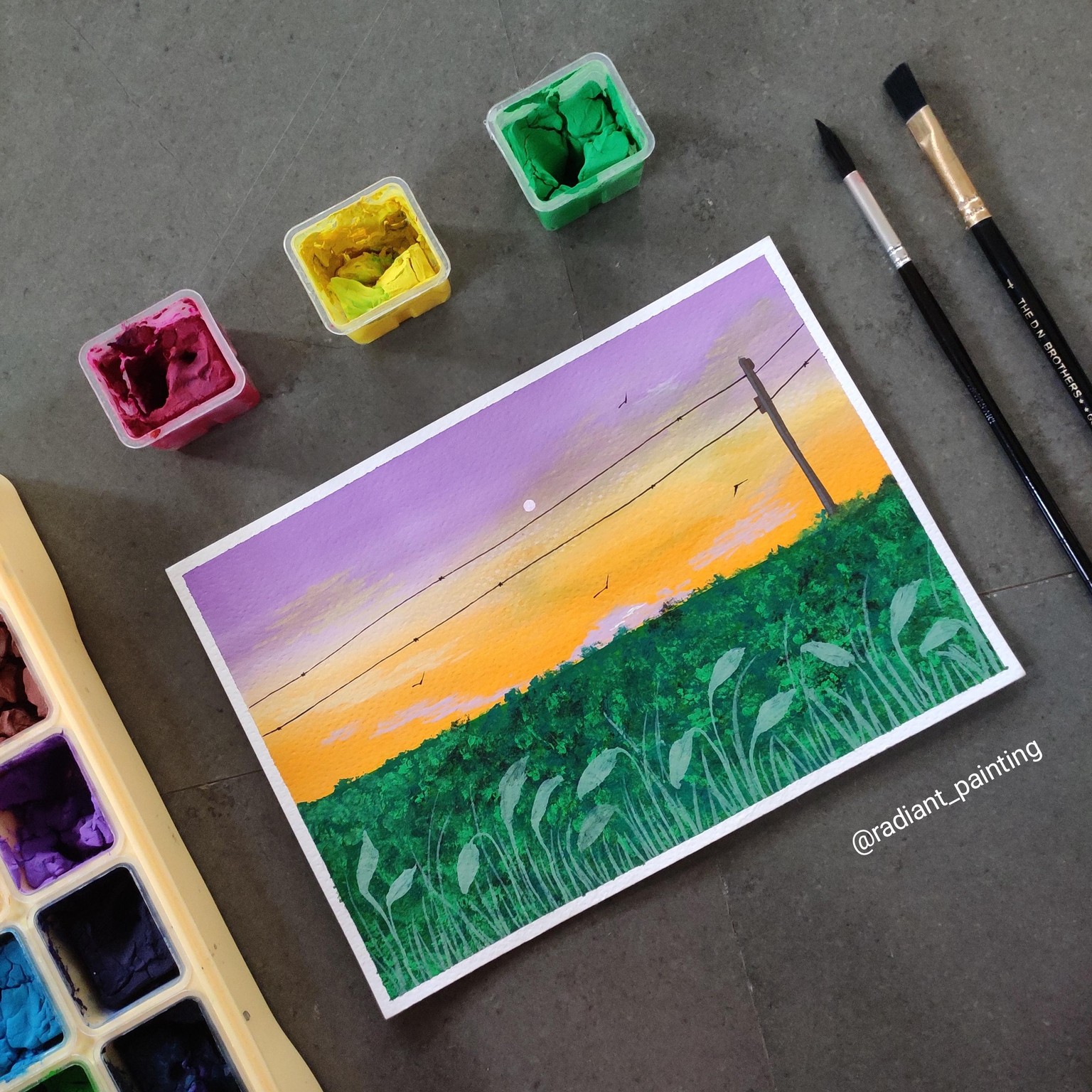 Gouache Meadow Painting - image 4 - student project