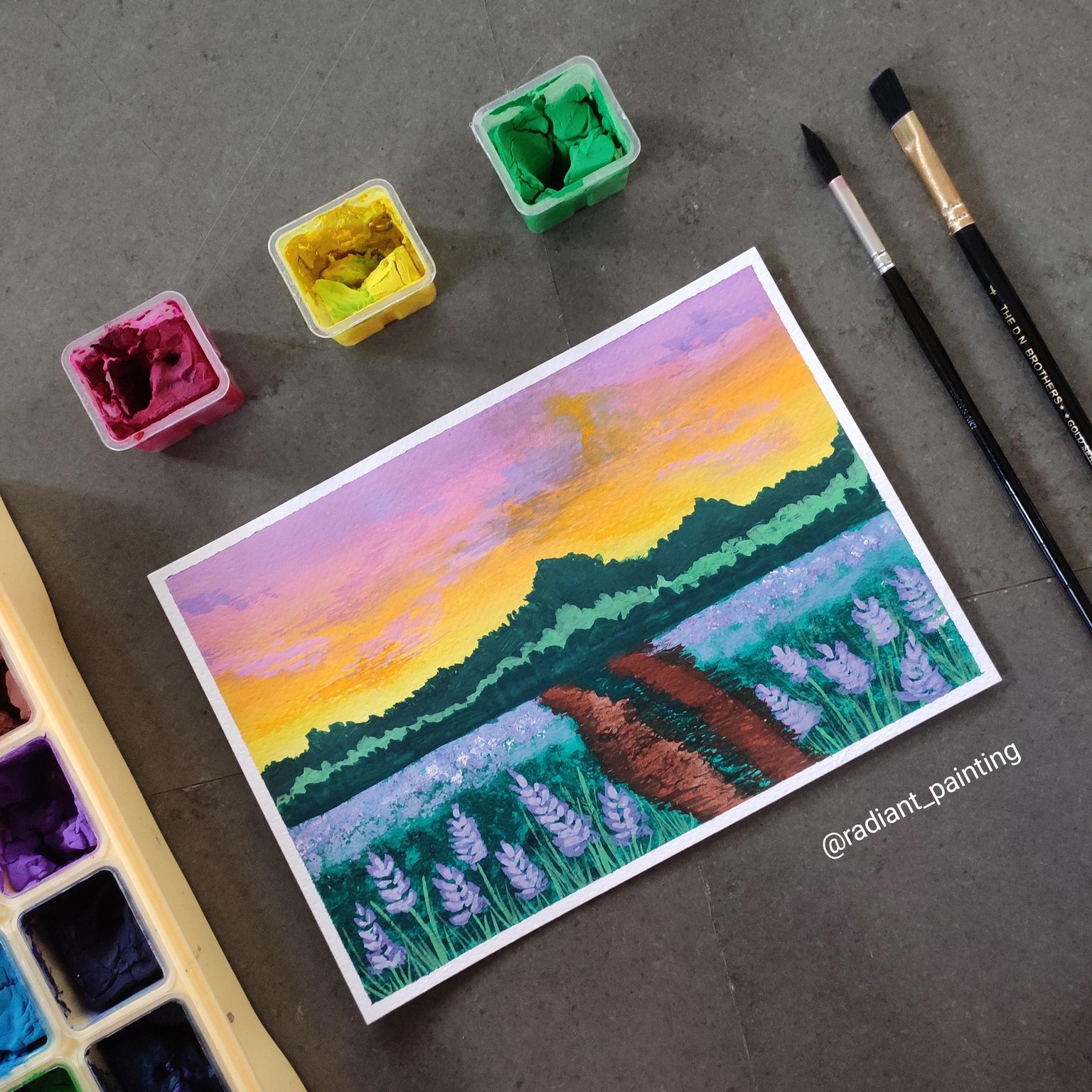 Gouache Meadow Painting - image 7 - student project