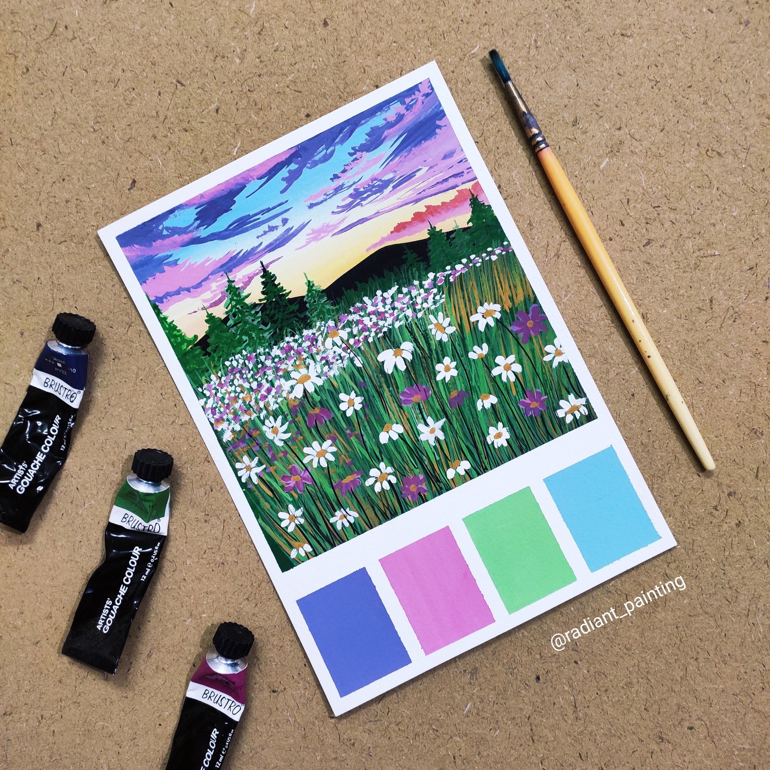 Gouache Daisy Field - image 1 - student project