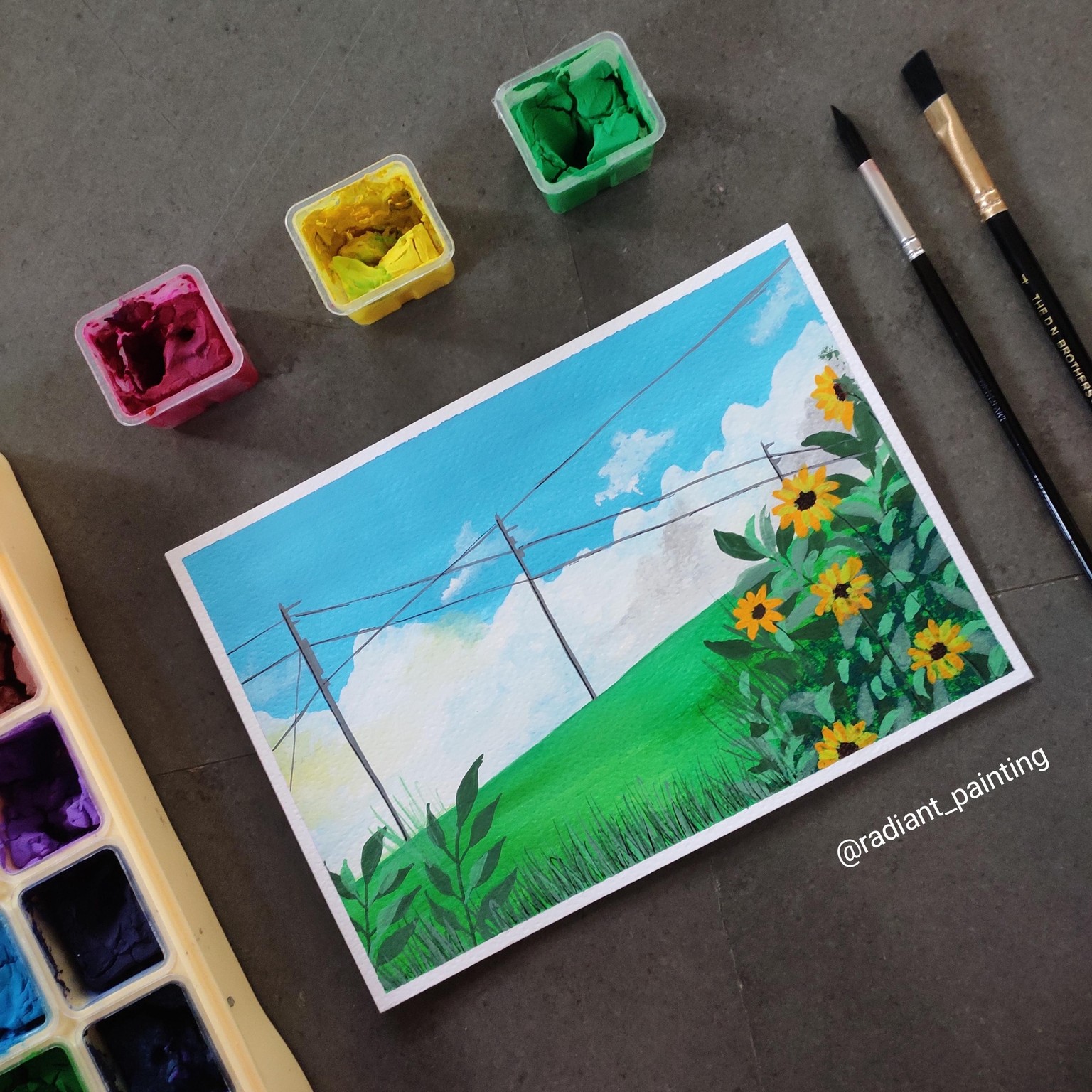Gouache Meadow Painting - image 6 - student project
