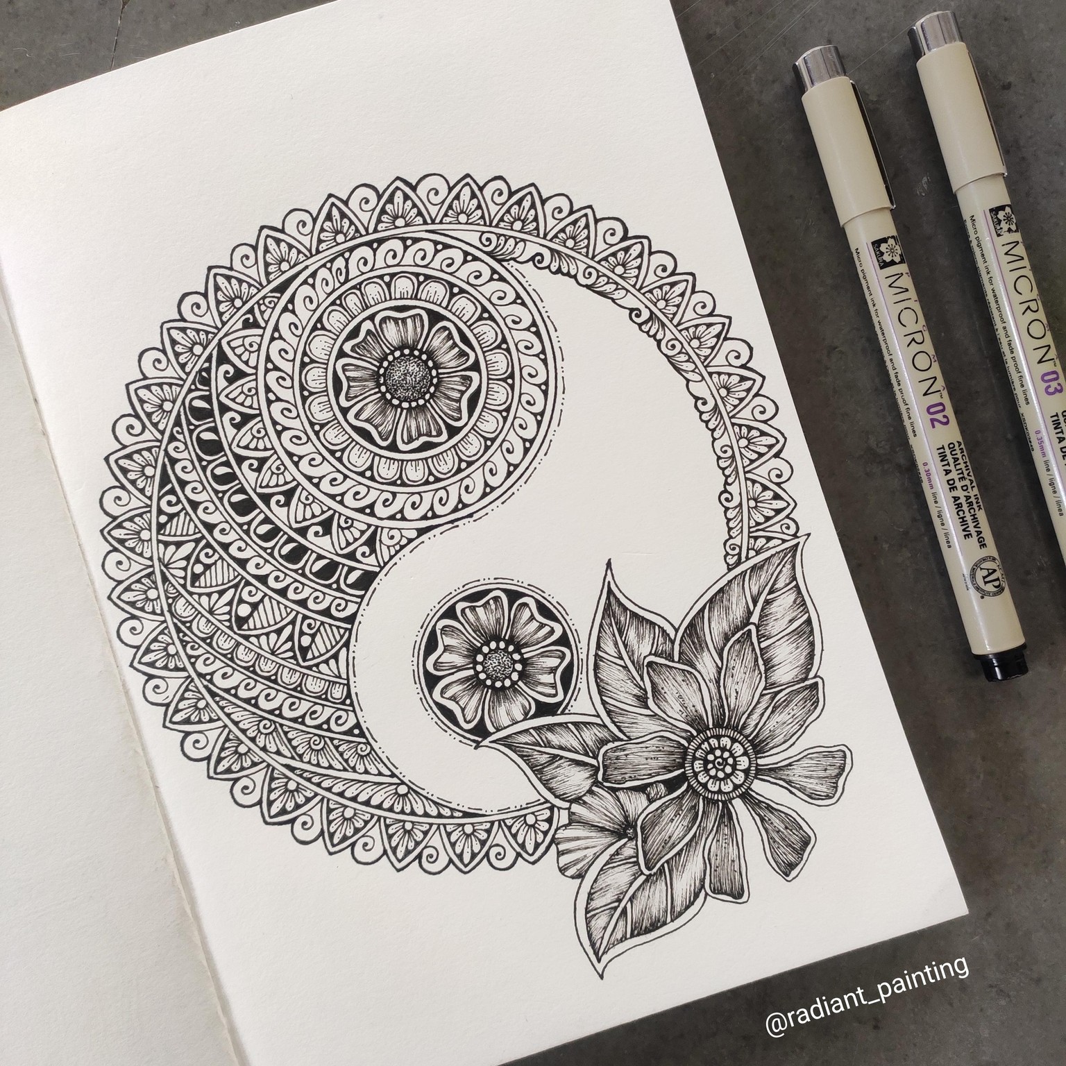 Yin Yang Floral Mandala - image 1 - student project