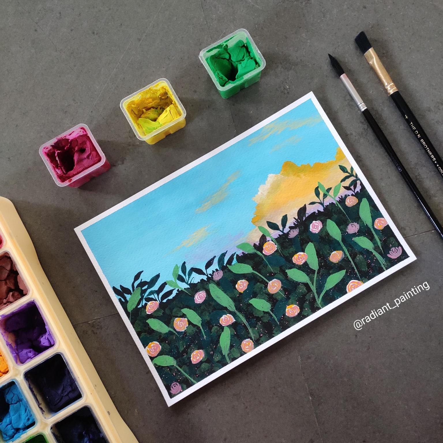 Gouache Meadow Painting - image 8 - student project