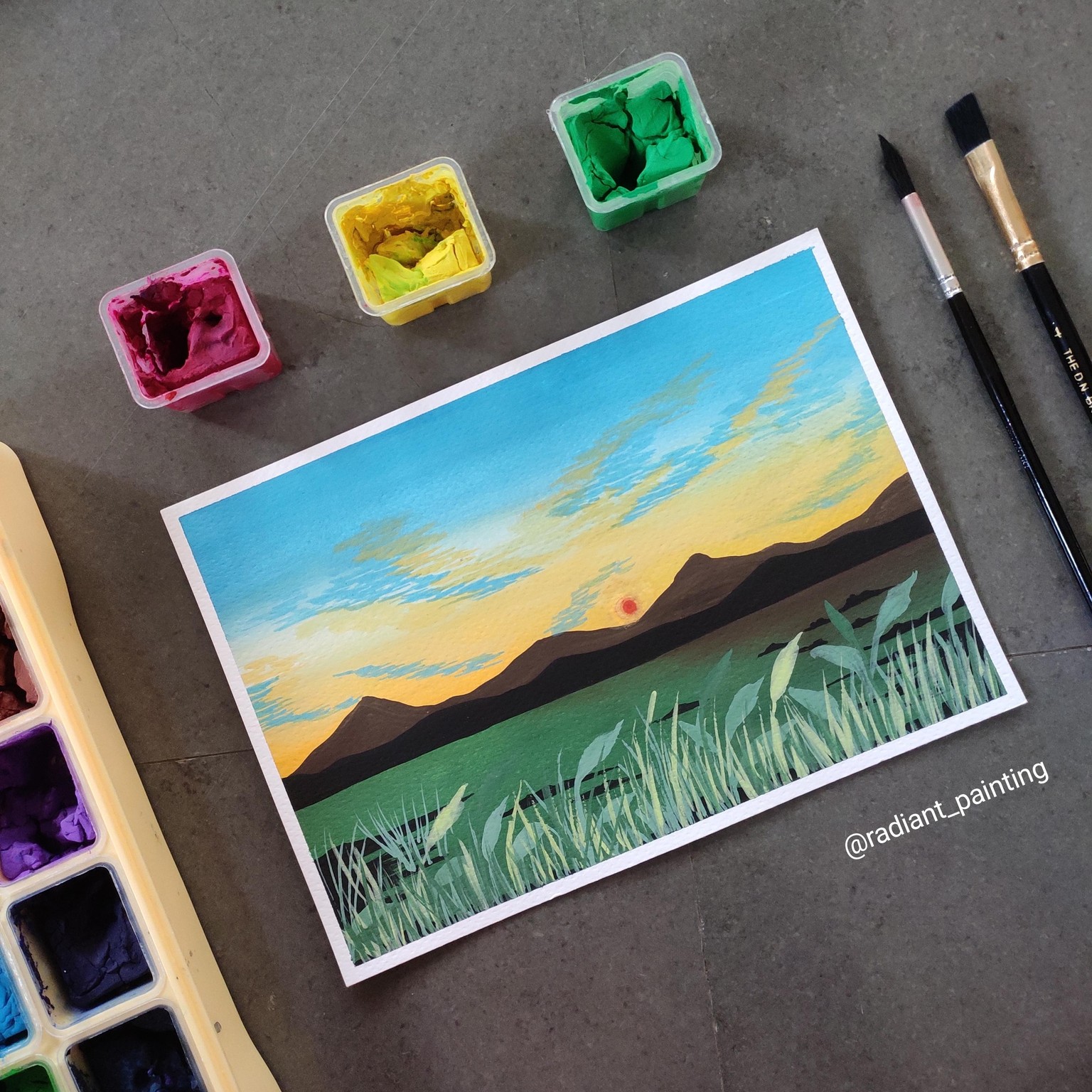 Gouache Meadow Painting - image 2 - student project