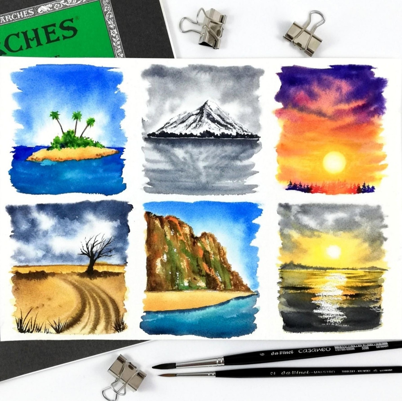 6 mini watercolor landscapes - image 1 - student project