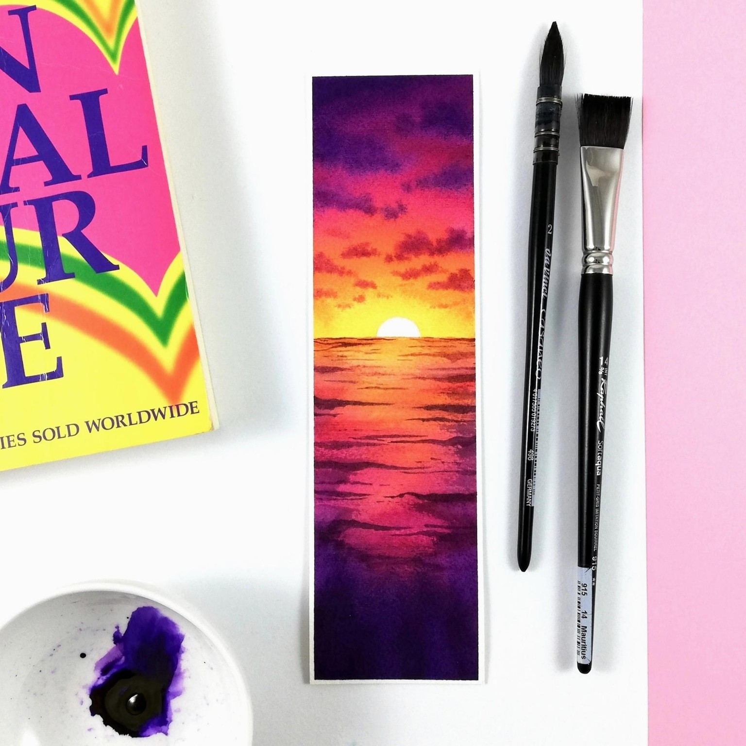 Magical watercolor sunset - image 1 - student project