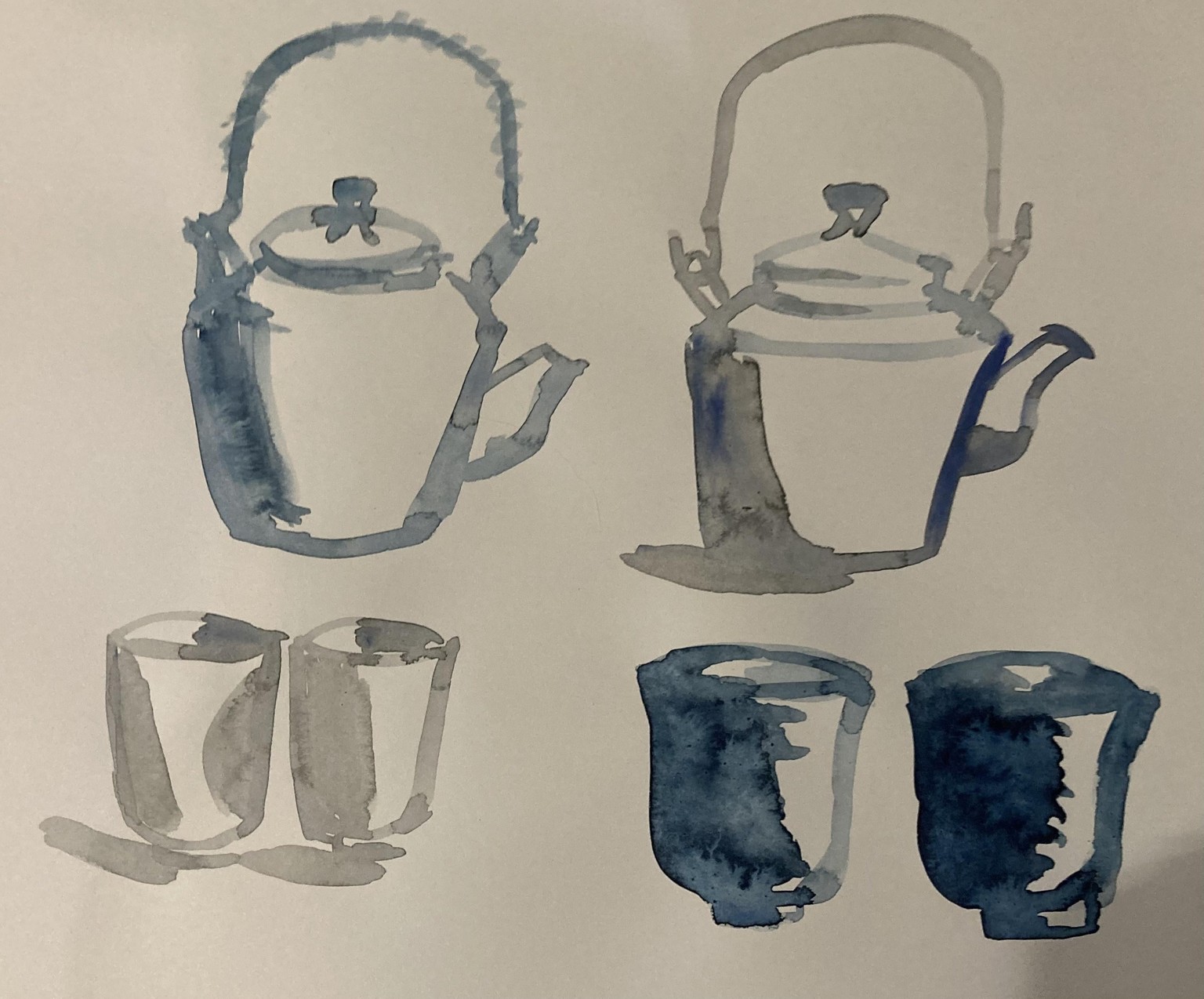 Monochrome still life tea pot and tea cups - image 4 - student project