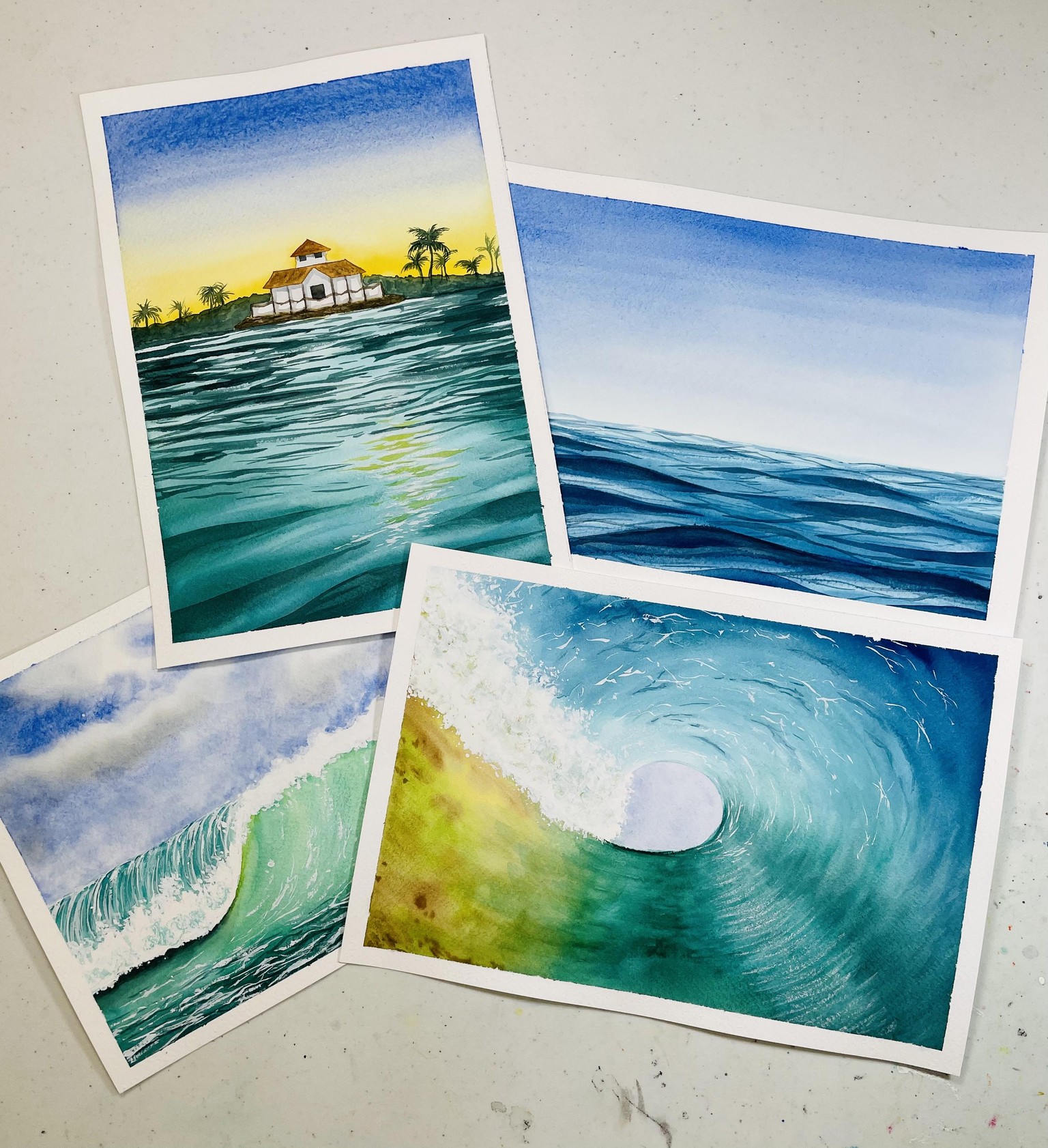 Watercolor ocean - image 1 - student project