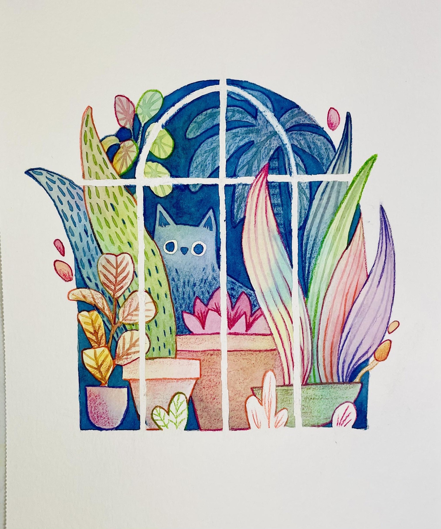 Negative painting cat with plants - image 1 - student project