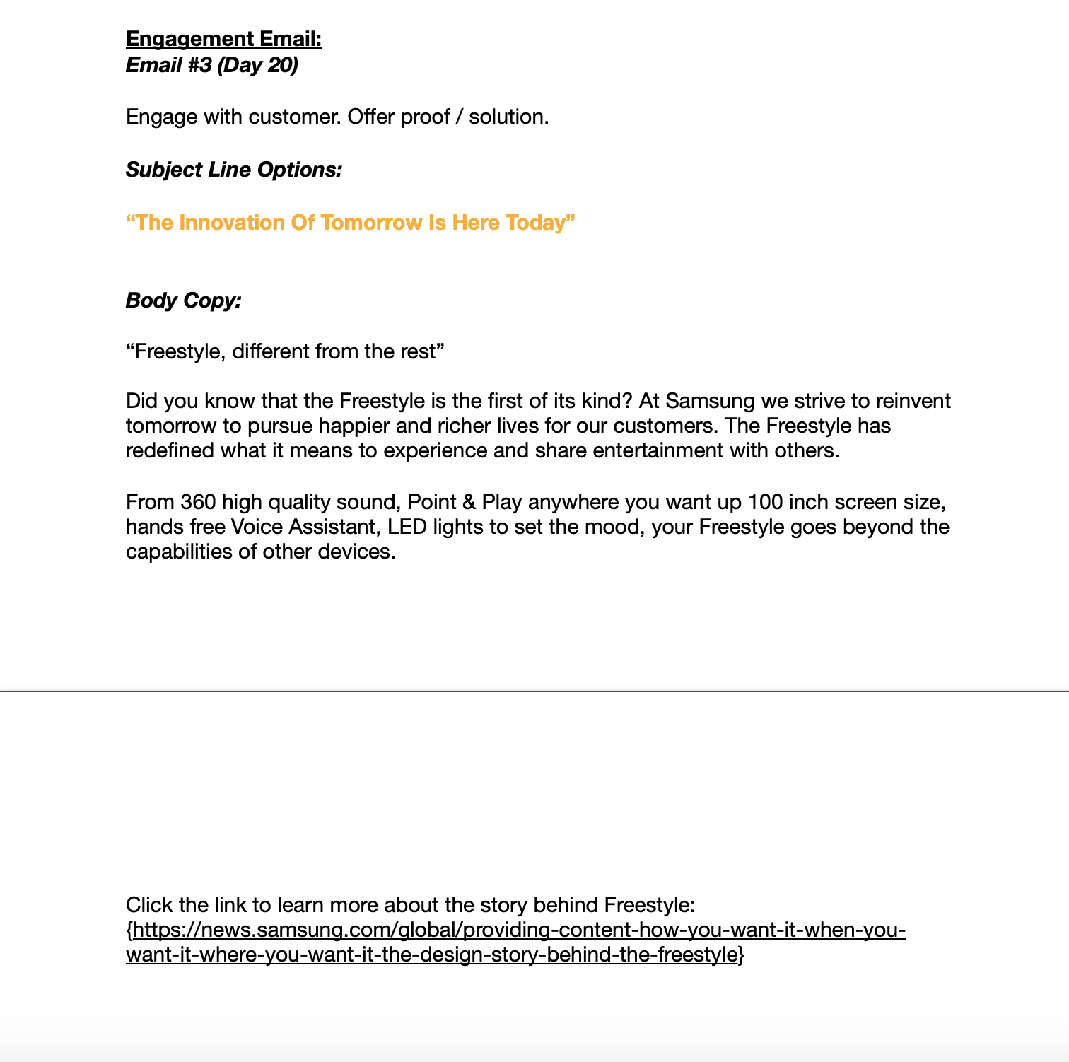 Samsungs Freestyle: New Customer Email Sequence - image 3 - student project