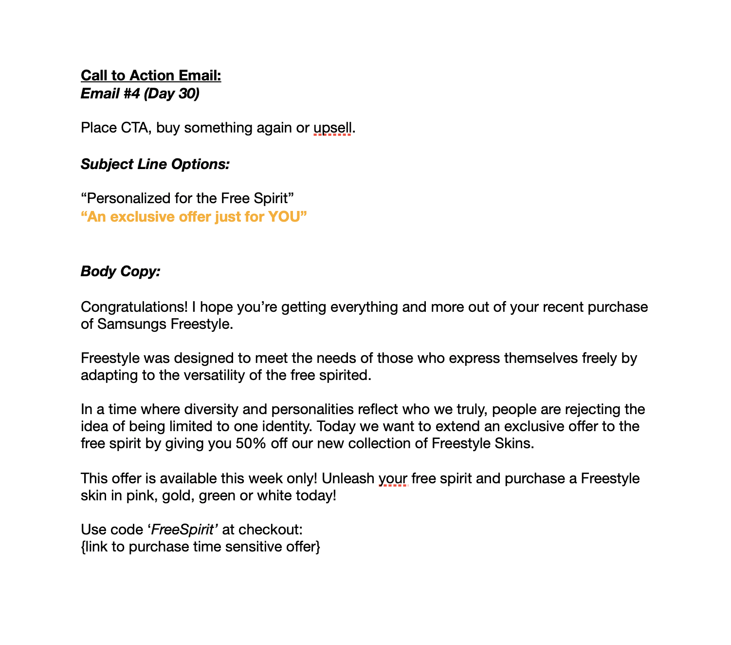 Samsungs Freestyle: New Customer Email Sequence - image 4 - student project