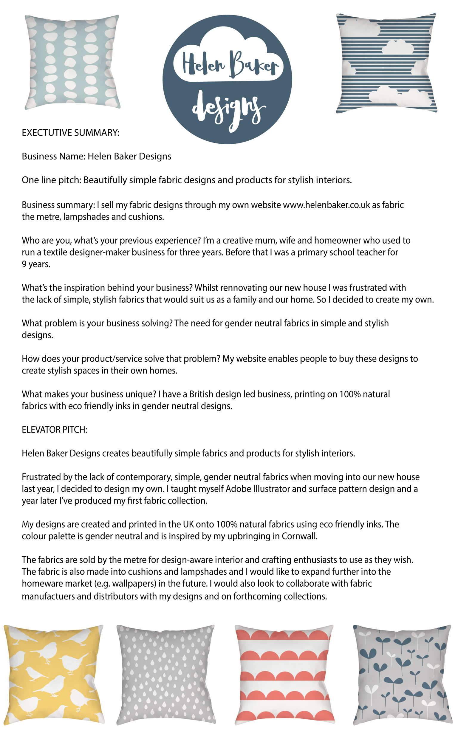 Helen Baker Designs Elevator Pitch - image 1 - student project