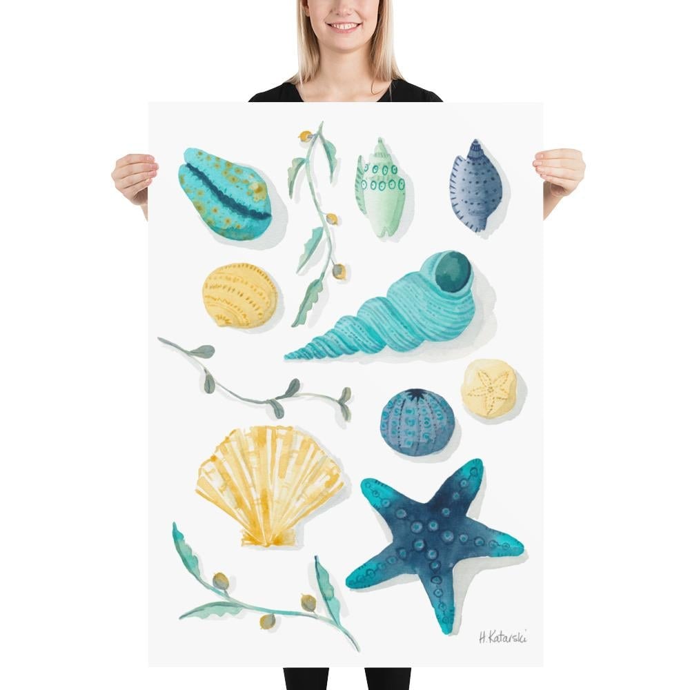 Ocean treasures seashells in watercolour - image 1 - student project