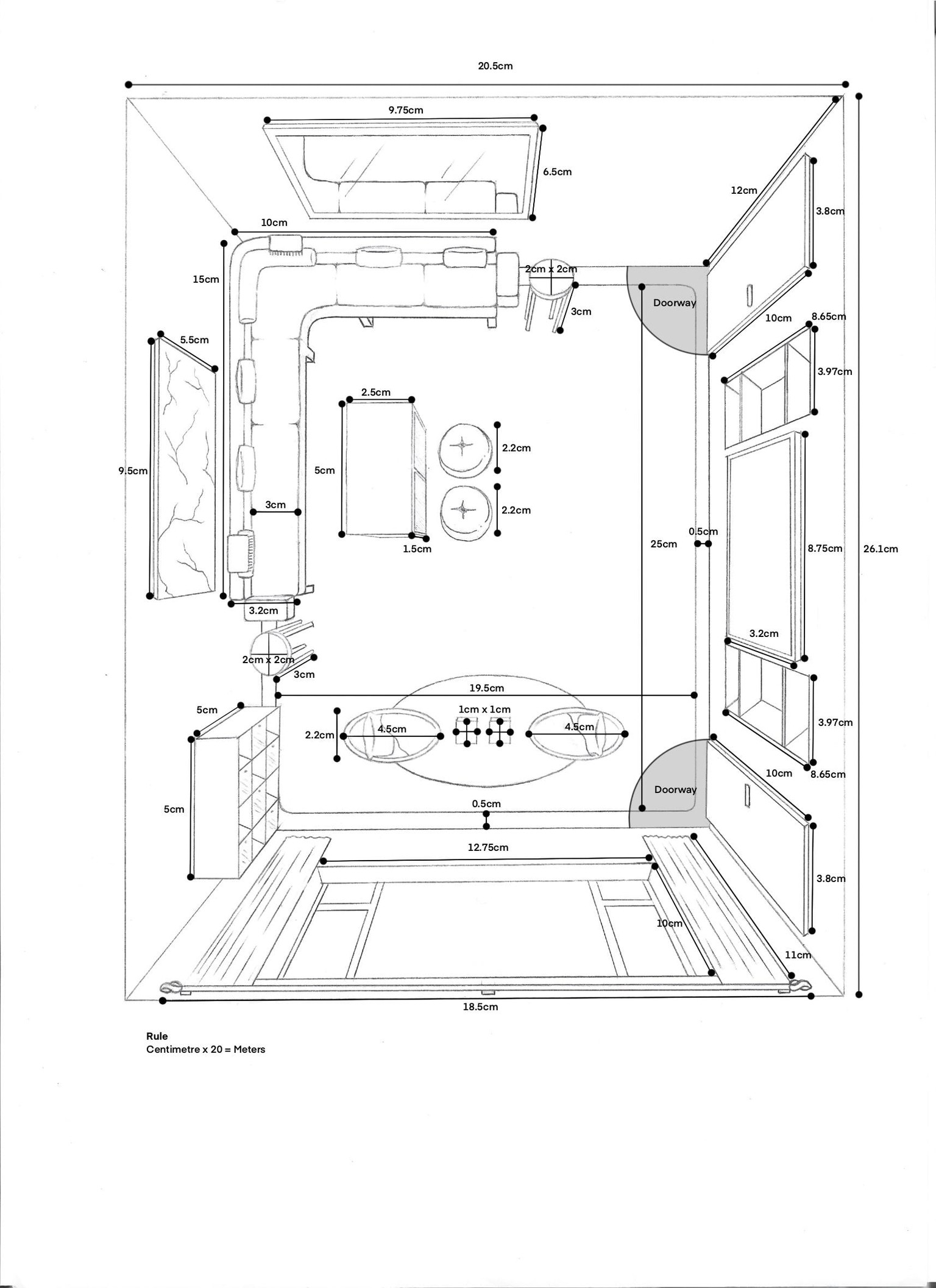 Small home design - living room - image 3 - student project