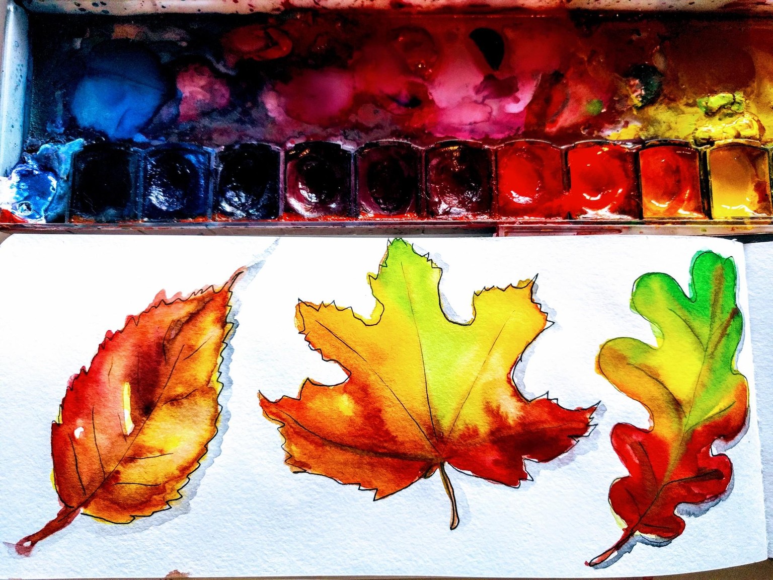 Watercolor Leaves - image 1 - student project
