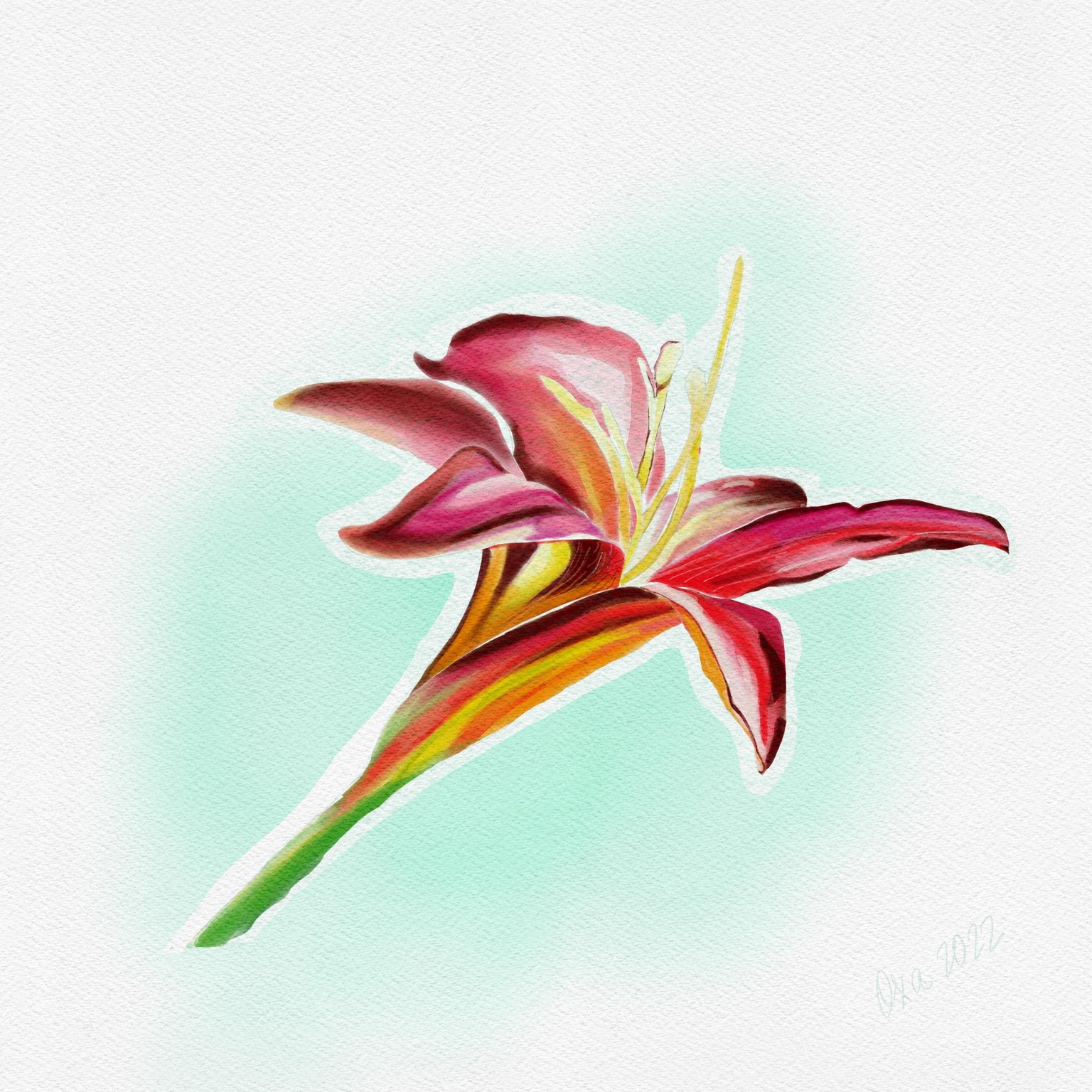 Digital Watercolour Lilly in Procreate - image 1 - student project