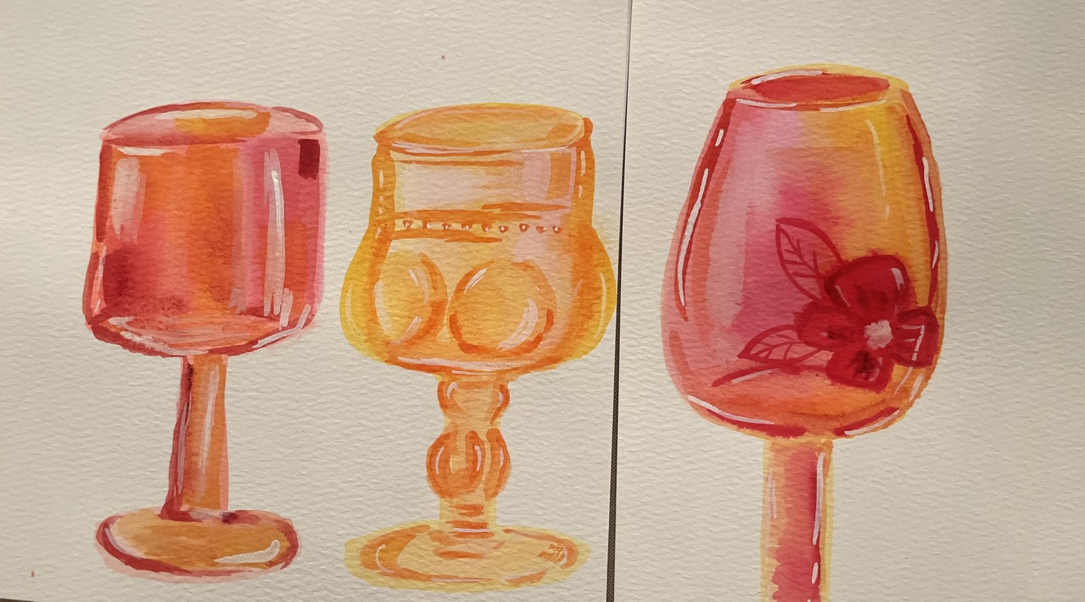 Colored glasses in watercolor - image 1 - student project