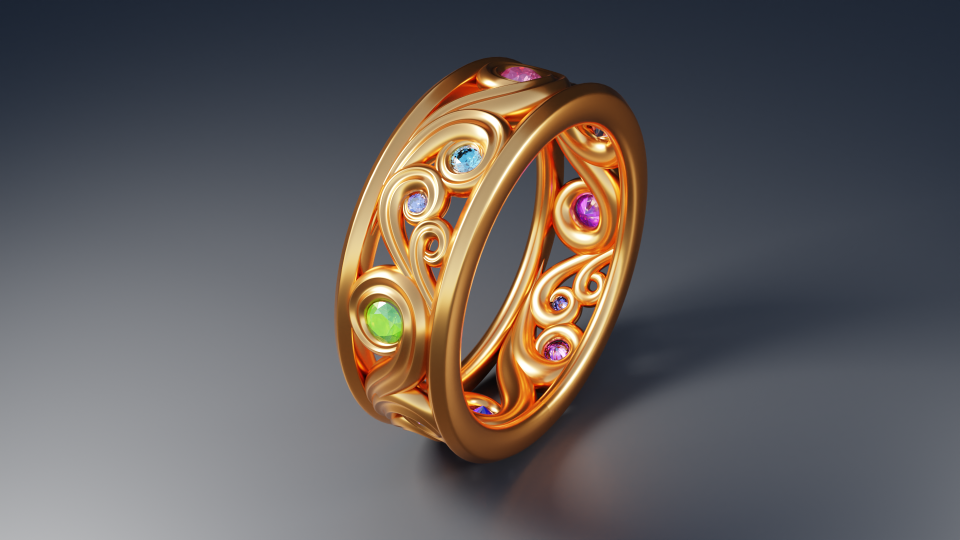Ornamental Ring - Curve Modeling in Blender 3D - image 3 - student project