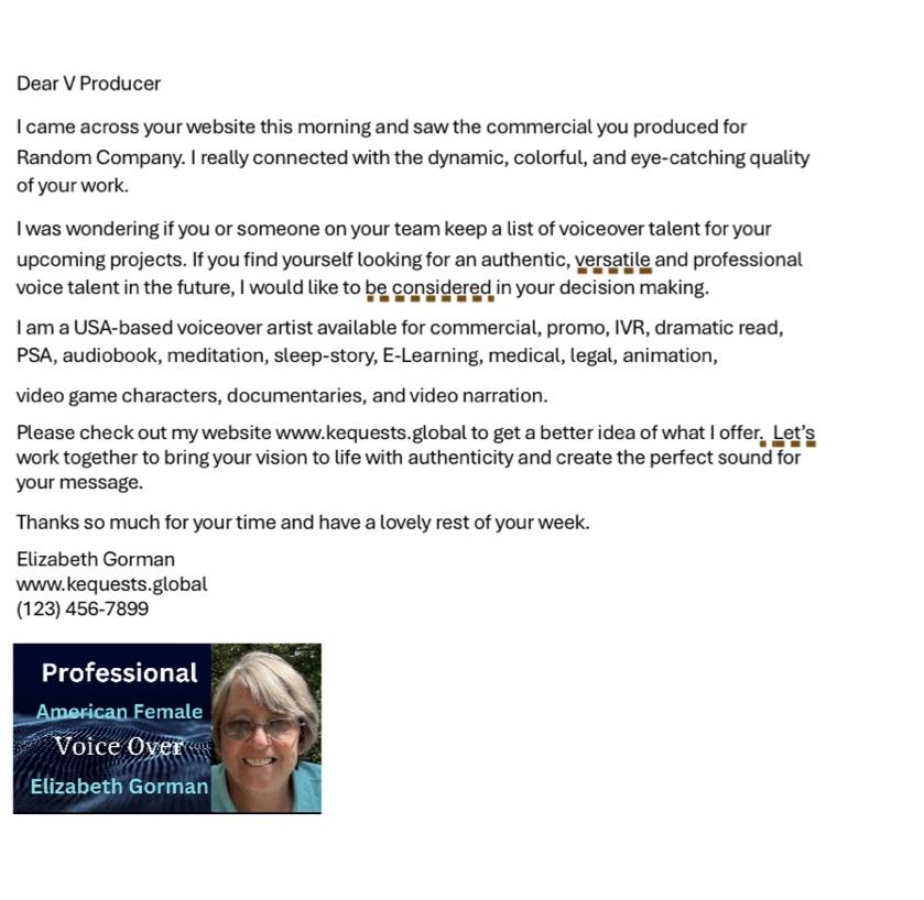 Out Reach Email for Voice Over - image 1 - student project
