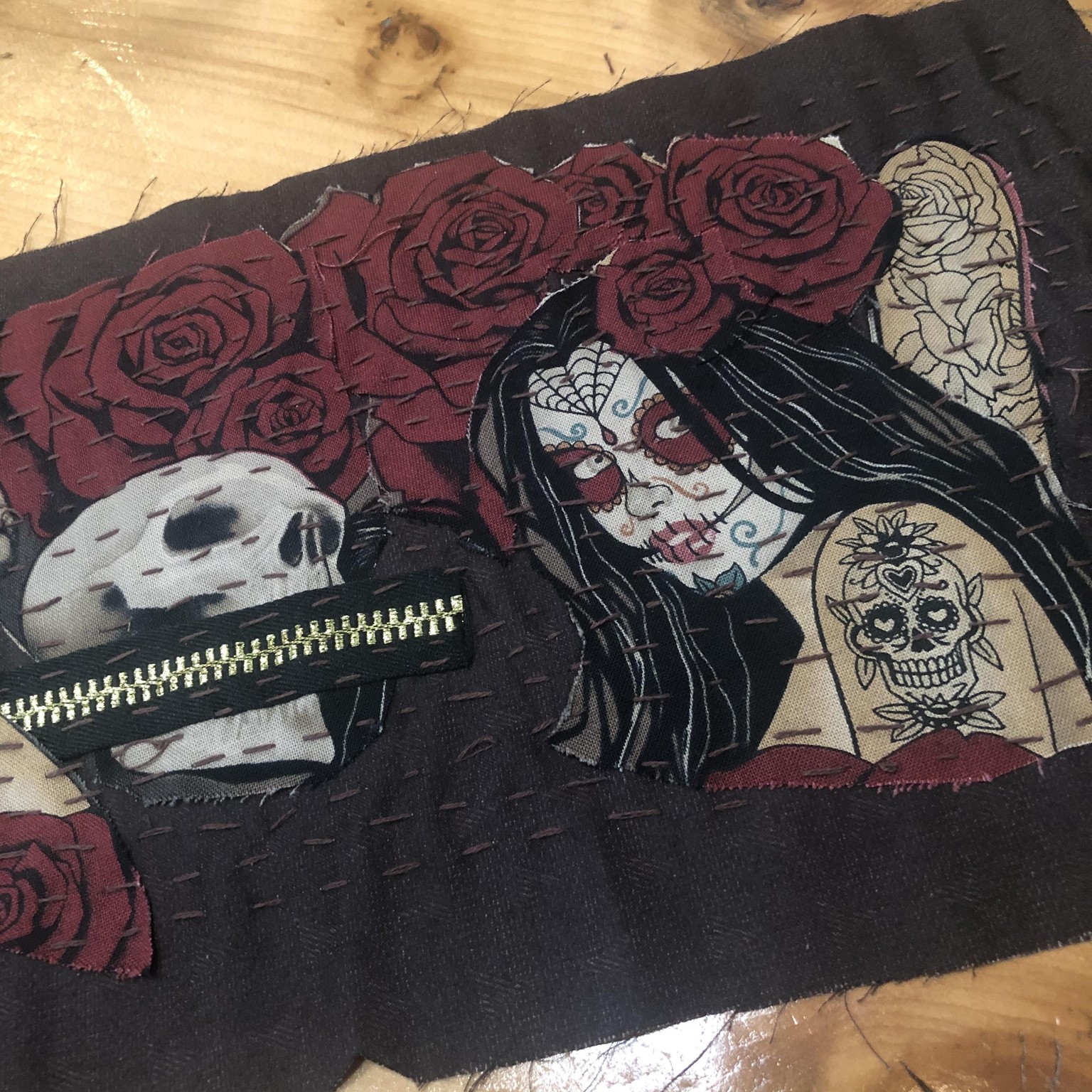 Dia De Muertos Scrap Fabric Panel - image 1 - student project
