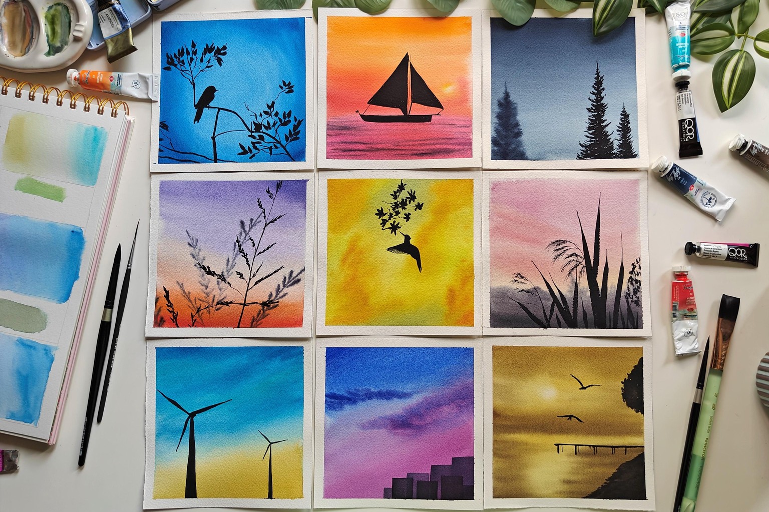 10 days of relaxing watercolor silhouettes - image 1 - student project
