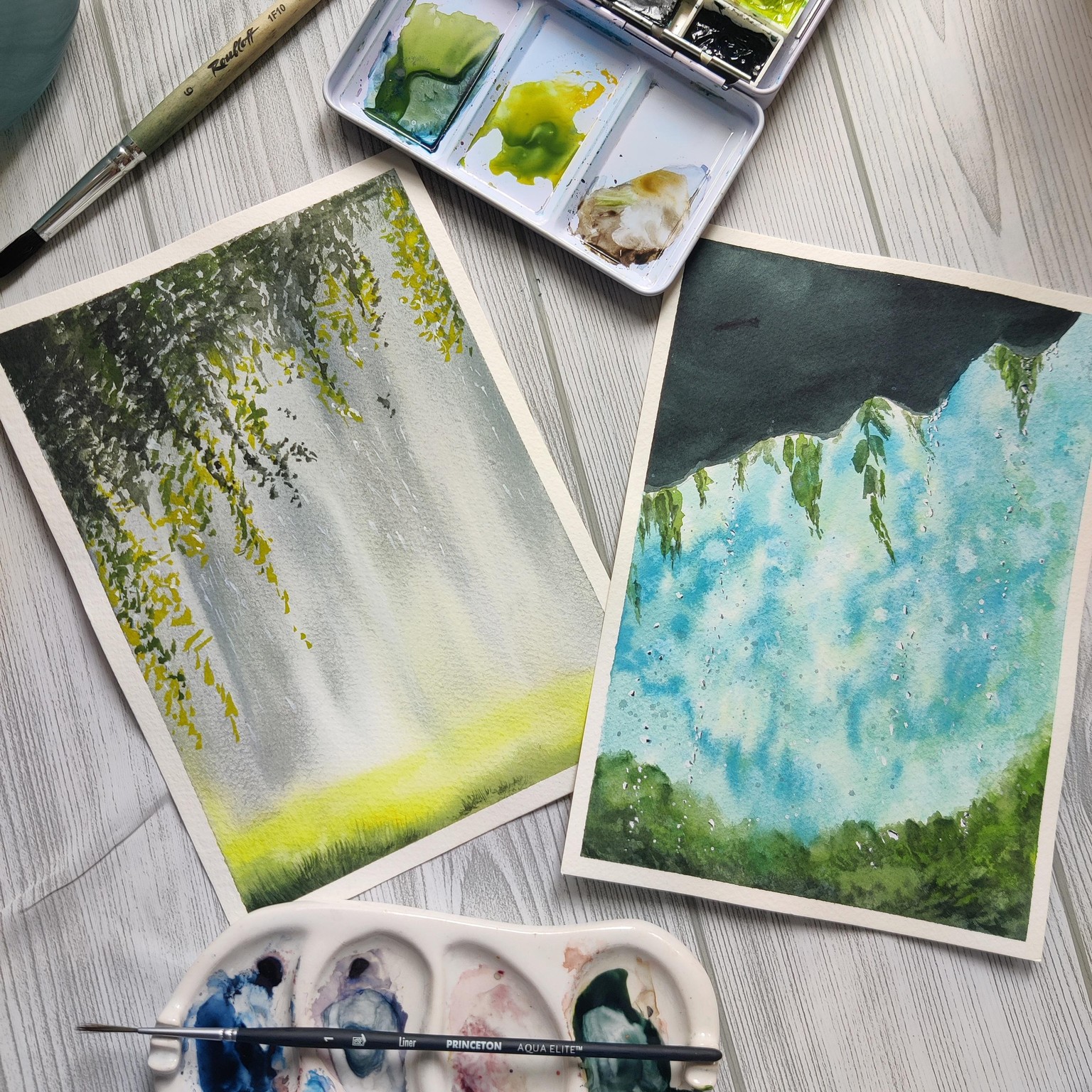 Rainfall watercolor painting - image 2 - student project