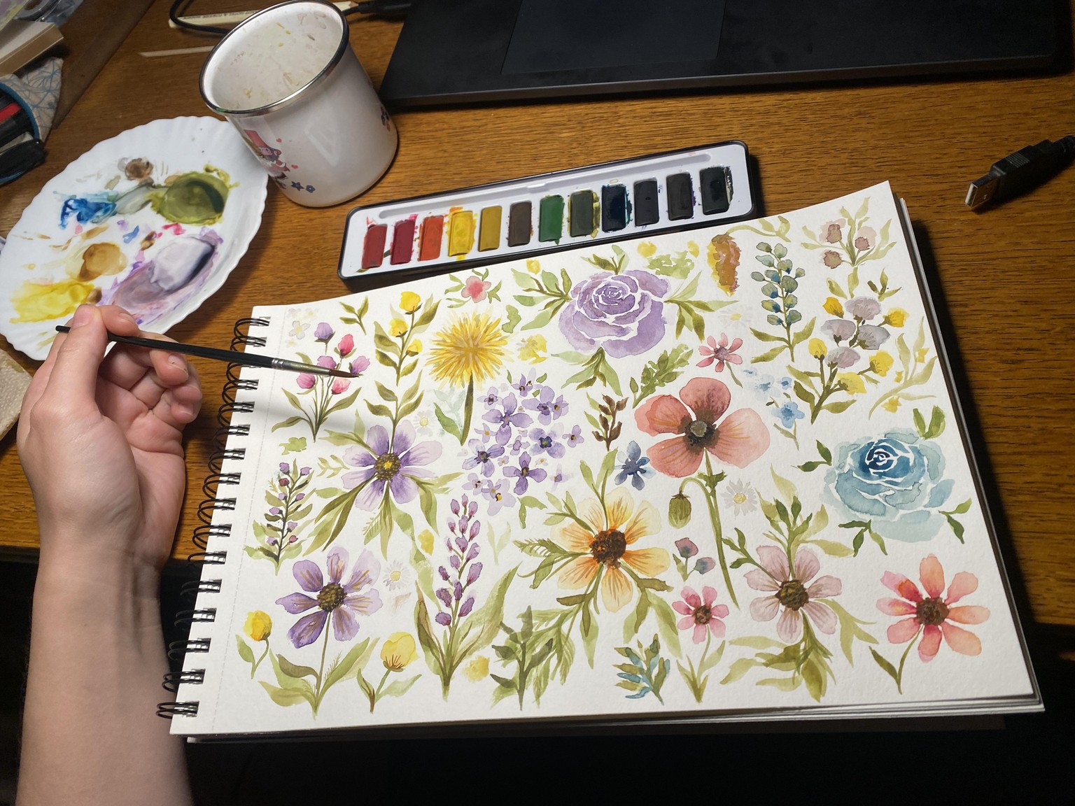 Watercolor flowers - practice - image 4 - student project