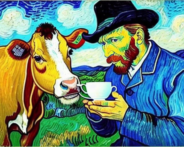 Vaca tomando café, Van Gogh - image 2 - student project