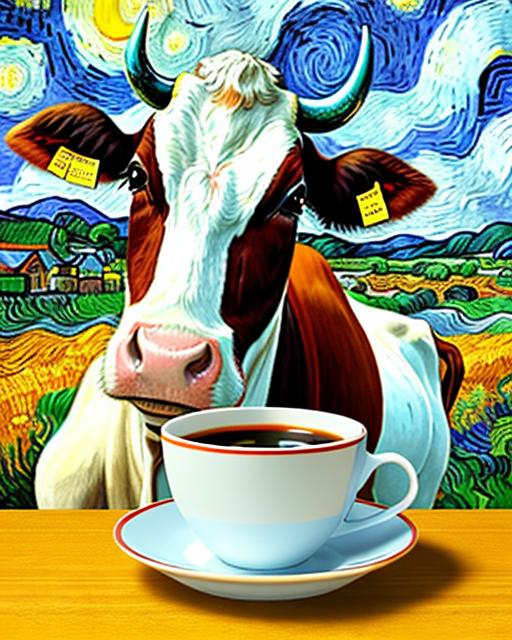 Vaca tomando café, Van Gogh - image 1 - student project