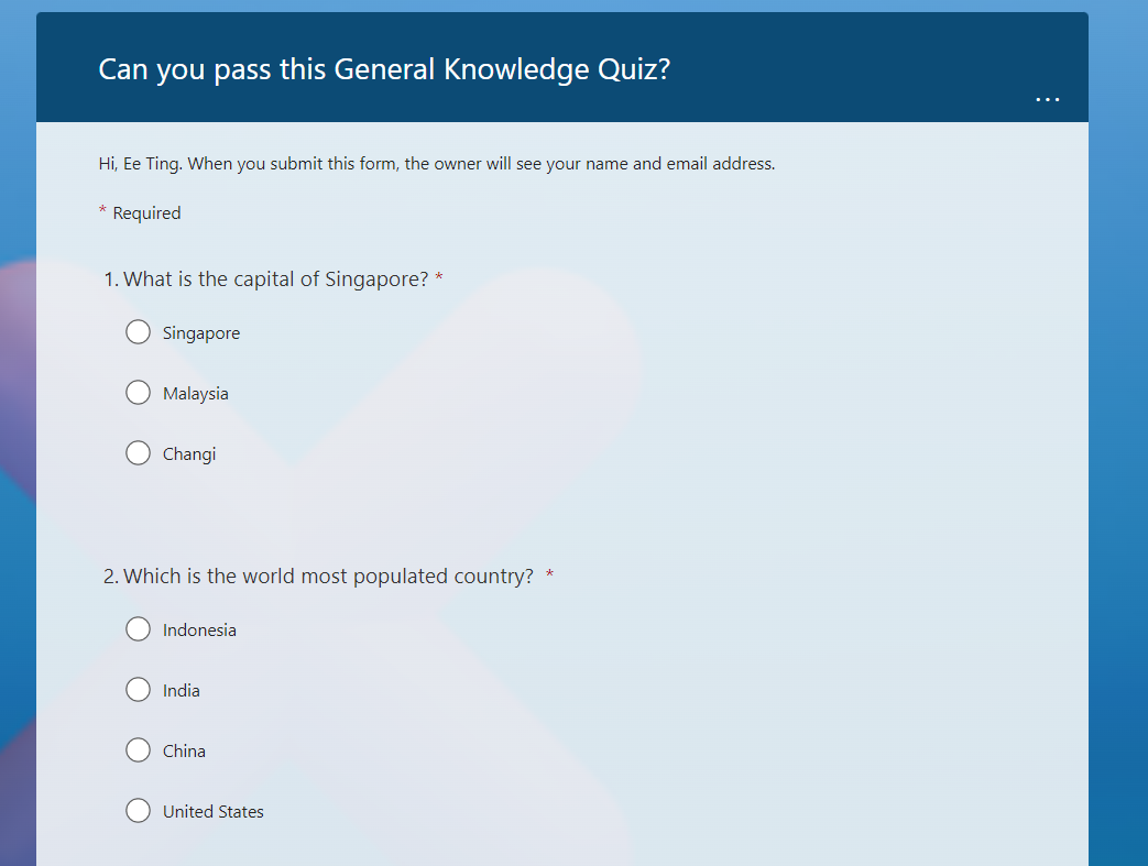 General Knowledge Quiz - image 2 - student project