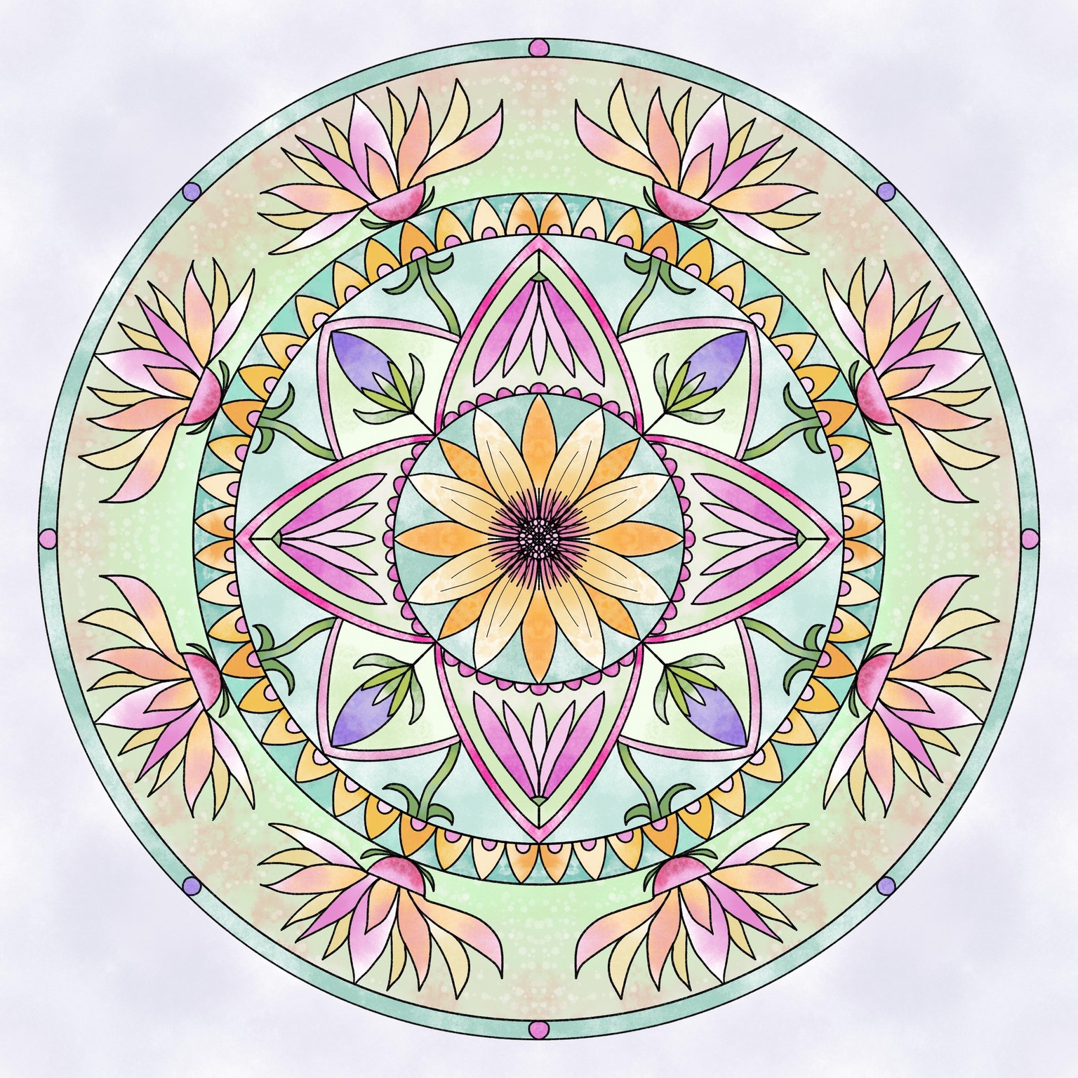 Procreate Watercolor Mandala - image 1 - student project