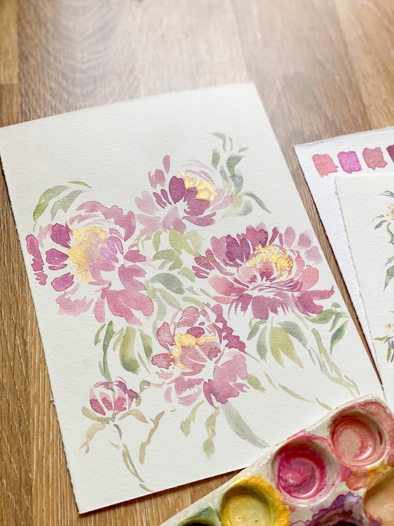 Watercolour Peonies - image 2 - student project
