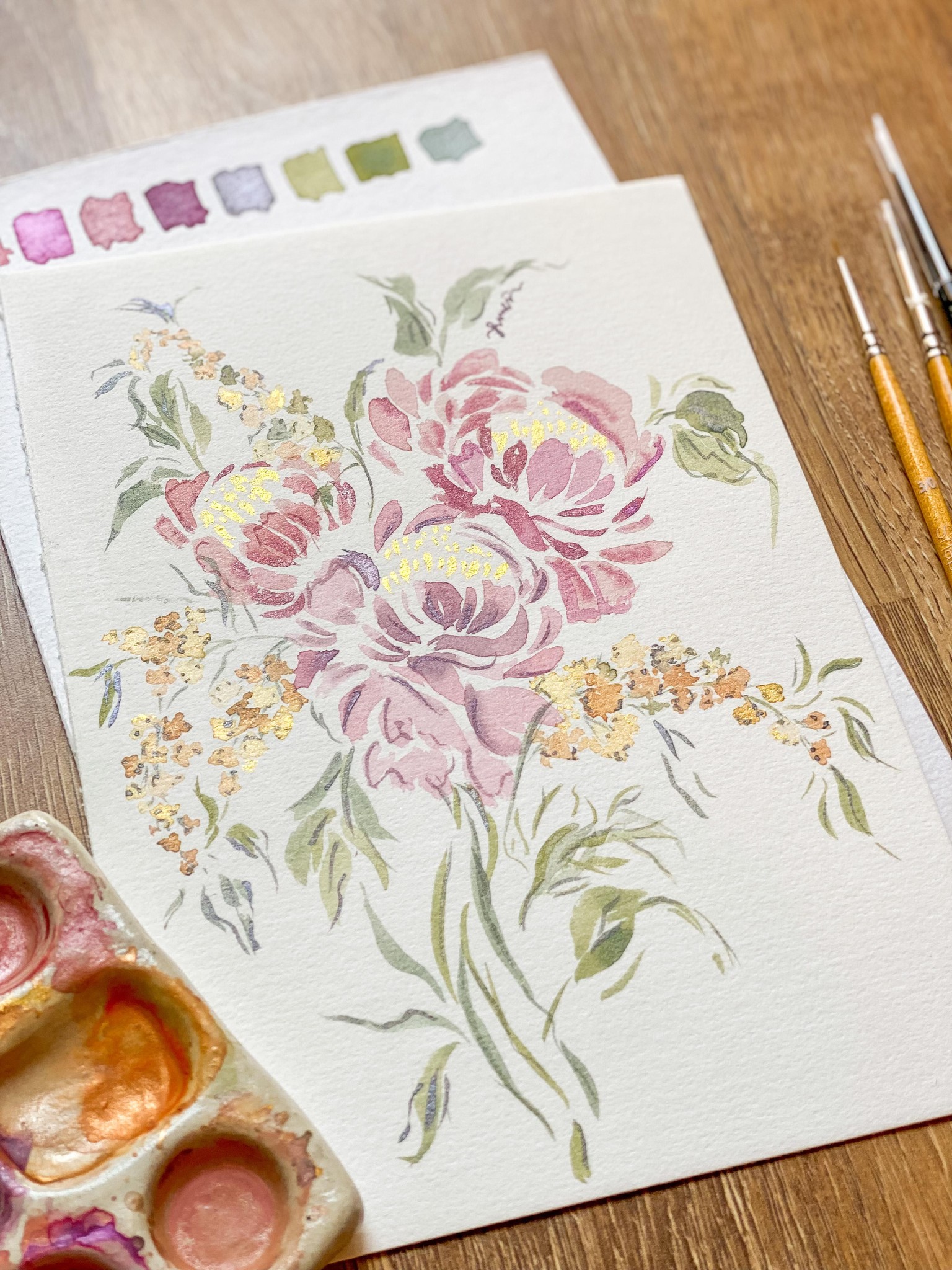 Watercolour Peonies - image 3 - student project