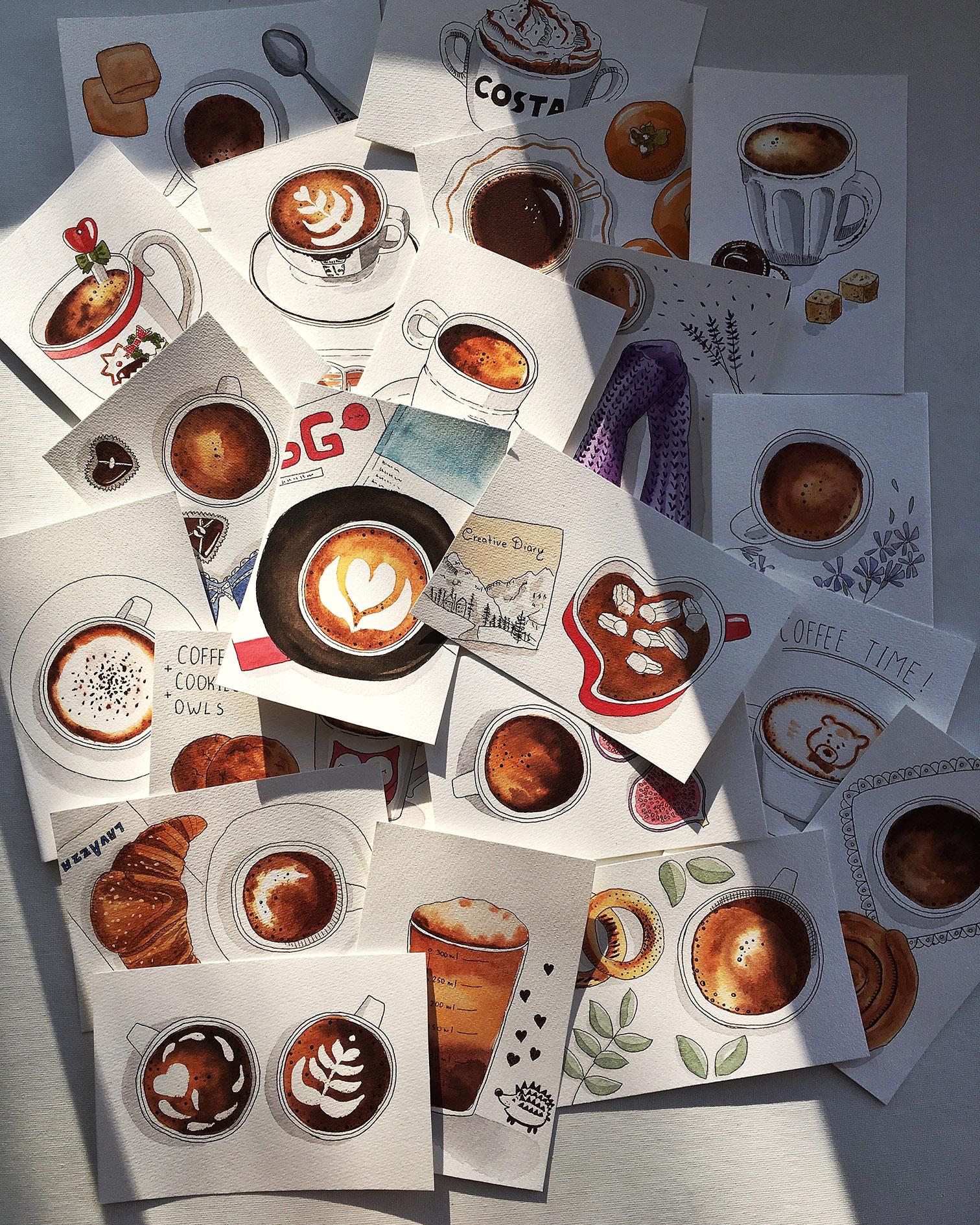 Sample watercolor coffee project - image 1 - student project