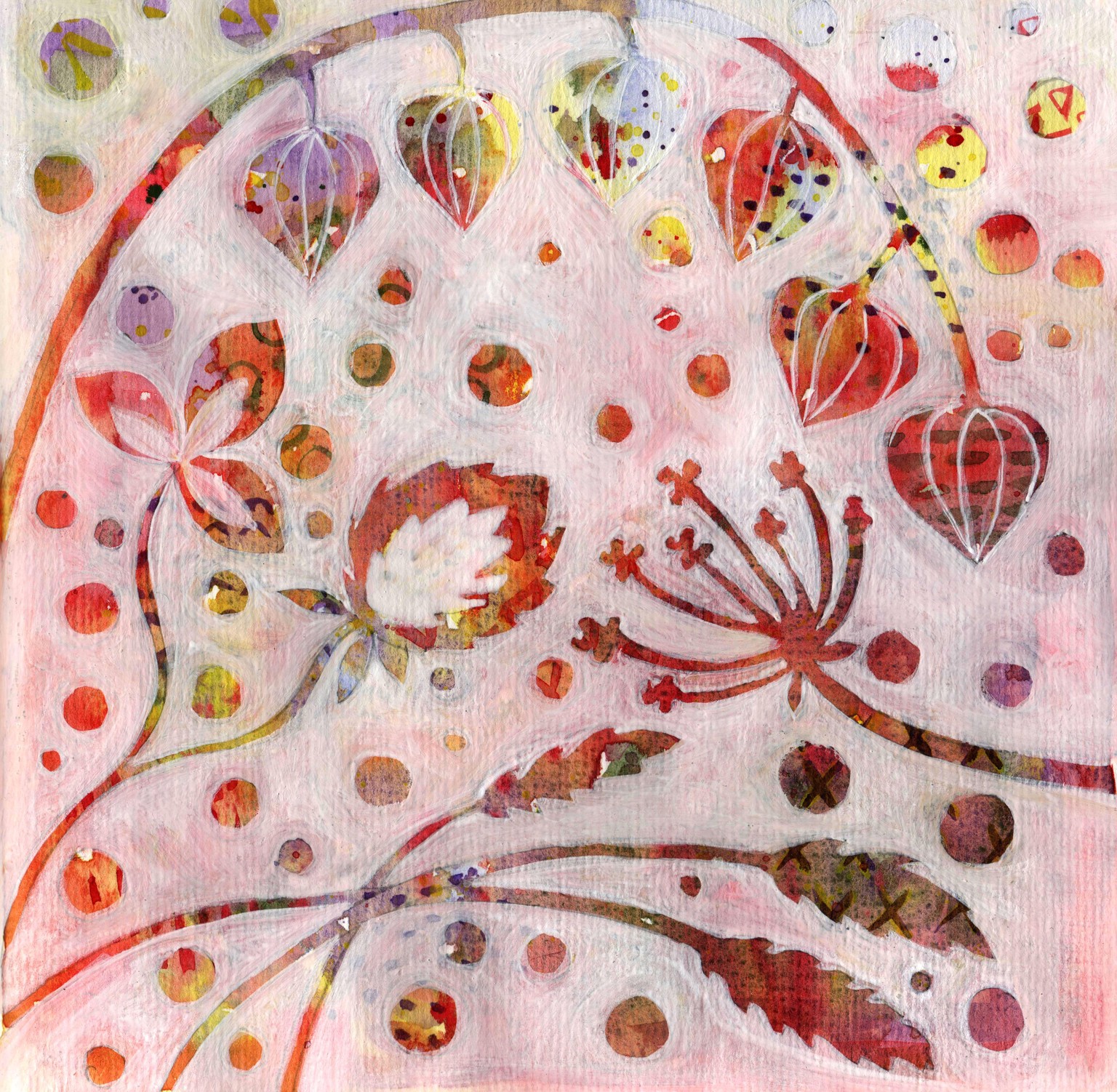 Abstract floral watercolor painting - image 2 - student project
