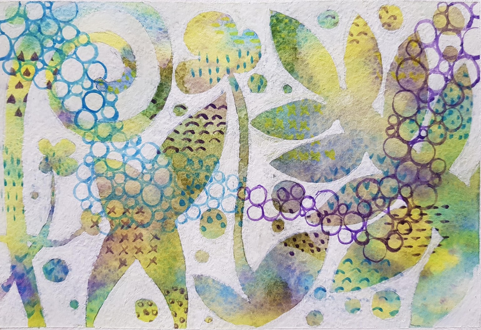 Abstract floral watercolor painting - image 1 - student project