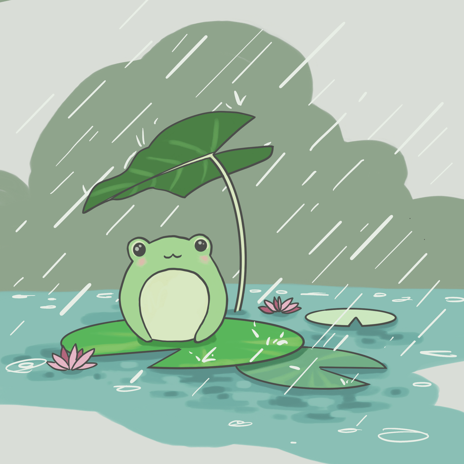 Cute frog on rainy day - image 1 - student project