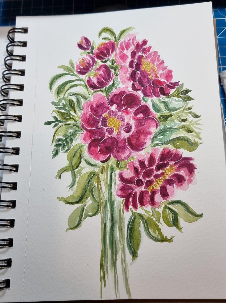 Peonias en acuarla - image 1 - student project