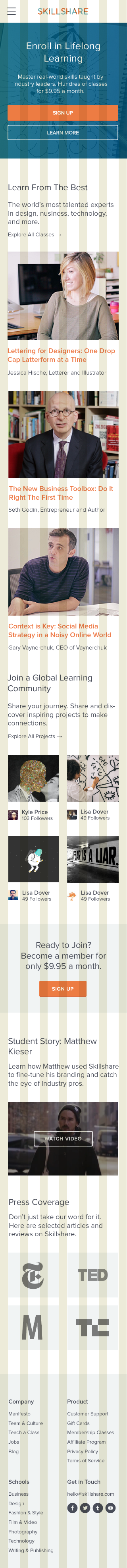 Skillshare's Responsive Homepage - image 3 - student project