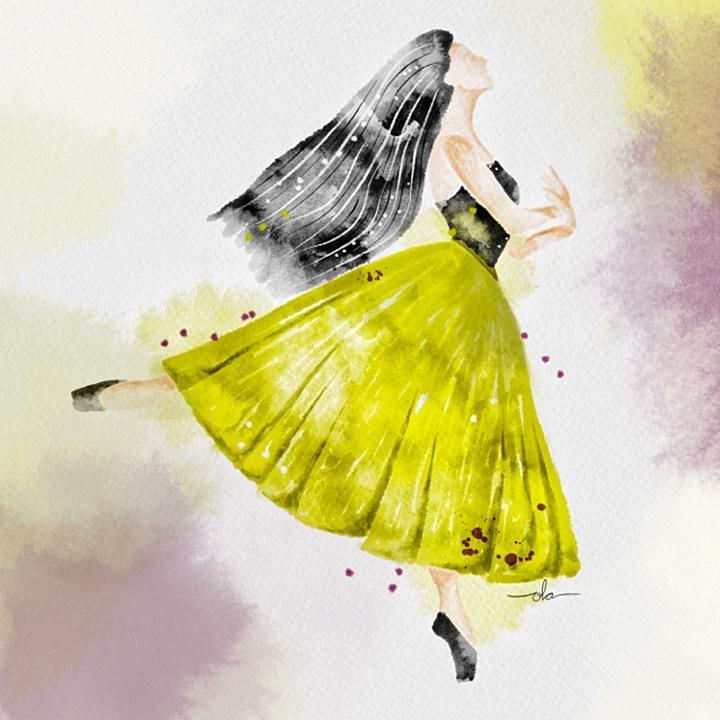 Dreamy watercolor ballerina - image 1 - student project