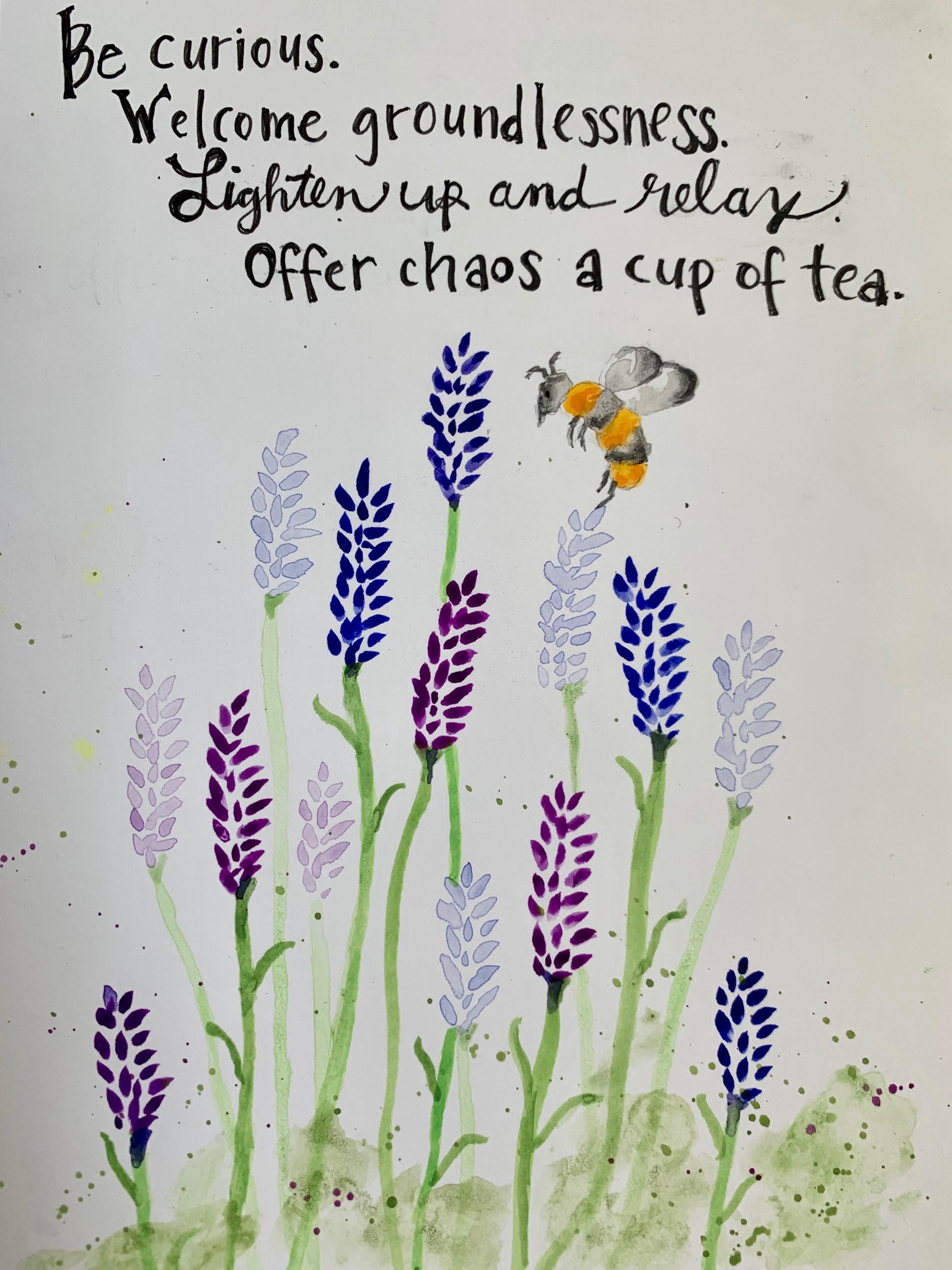 Watercolor lavender and bee - image 1 - student project