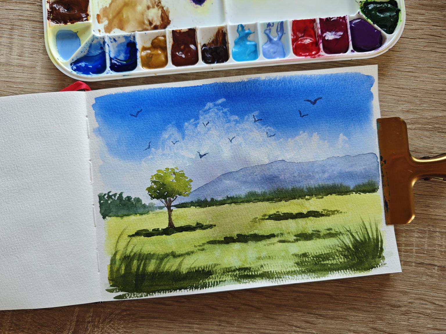 Loose watercolor landscape - image 2 - student project