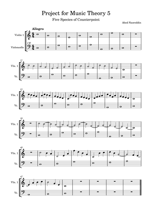 Five Species of Counterpoint - image 1 - student project