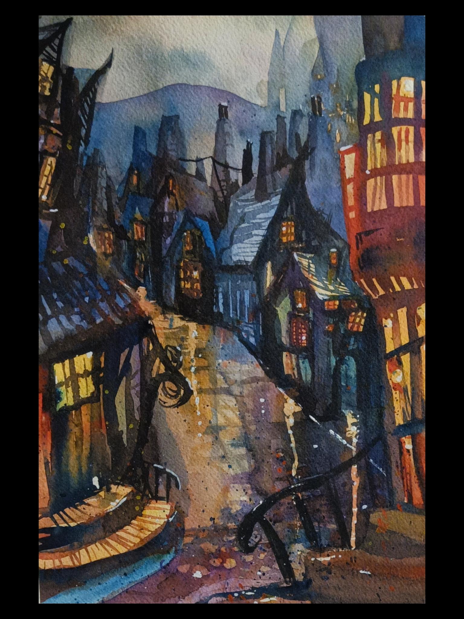 Aquarell - Rainy Streets - Window shopping in October - image 1 - student project