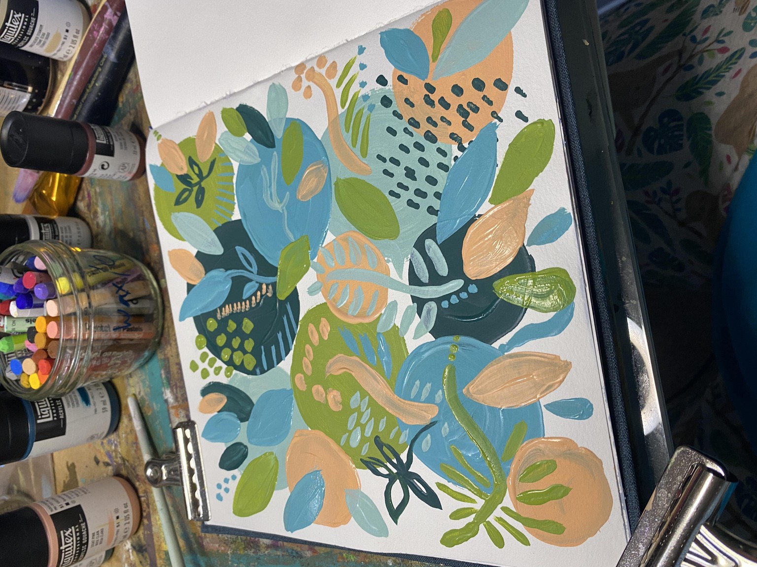 Gouache leaf abstract - image 2 - student project