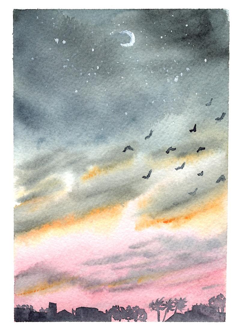 Watercolor skyscapes - image 1 - student project