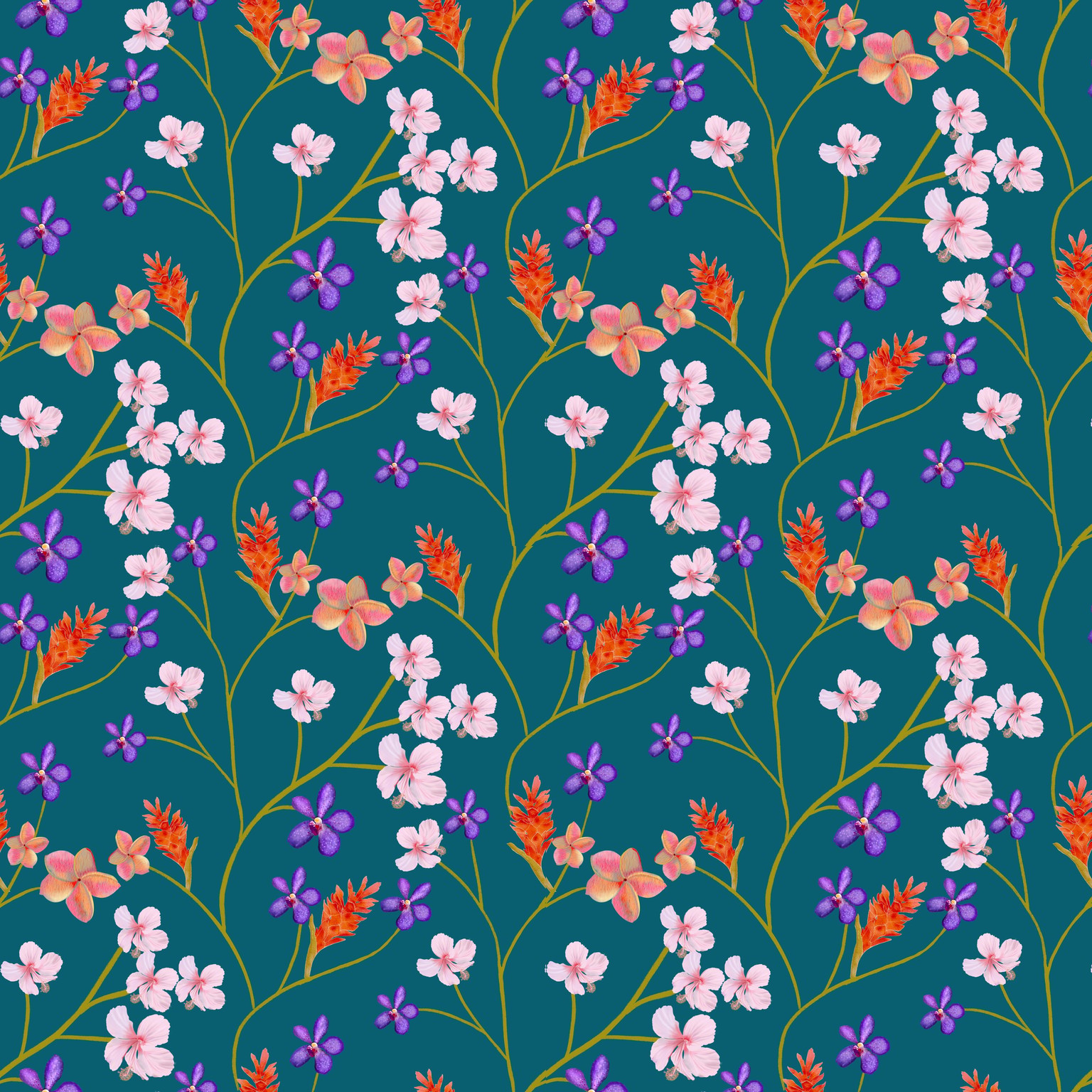 Tropical flowers pattern - image 1 - student project