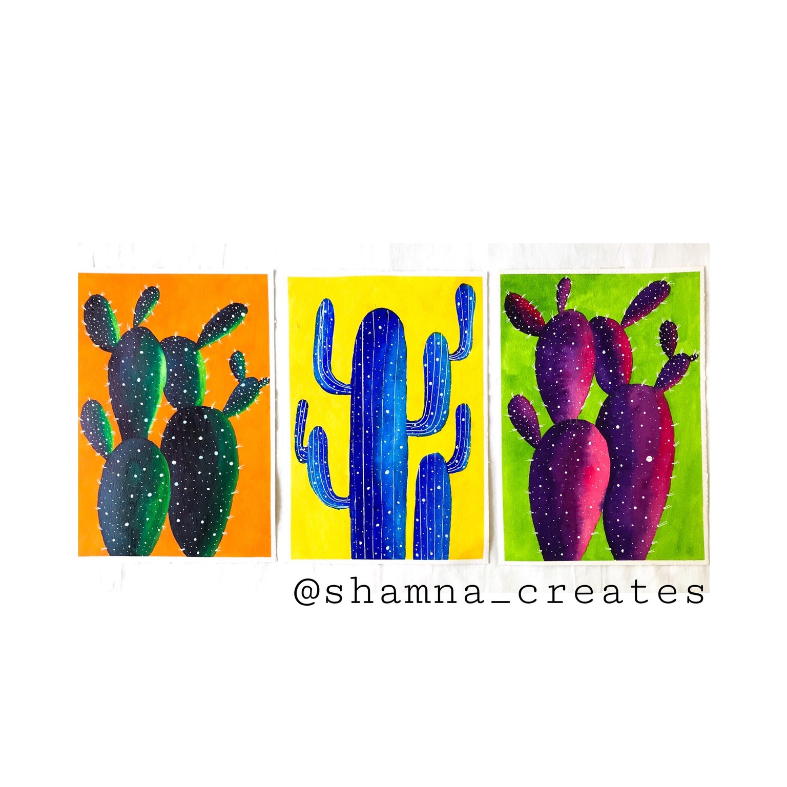 Watercolour Cacti - image 2 - student project